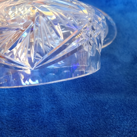 Polish Violetta Dome Lidded Round Pinwheel Hand Cut Cheese Butter Dish Elegant - Picture 4 of 9